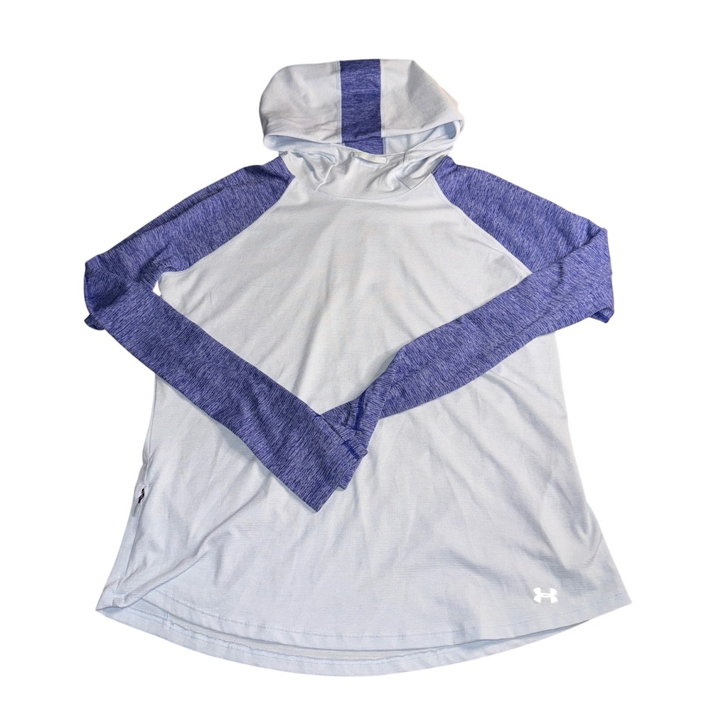Under Armour Run Hoodie XL Blue HeatGear Raglan Sleeve Thumbhole
